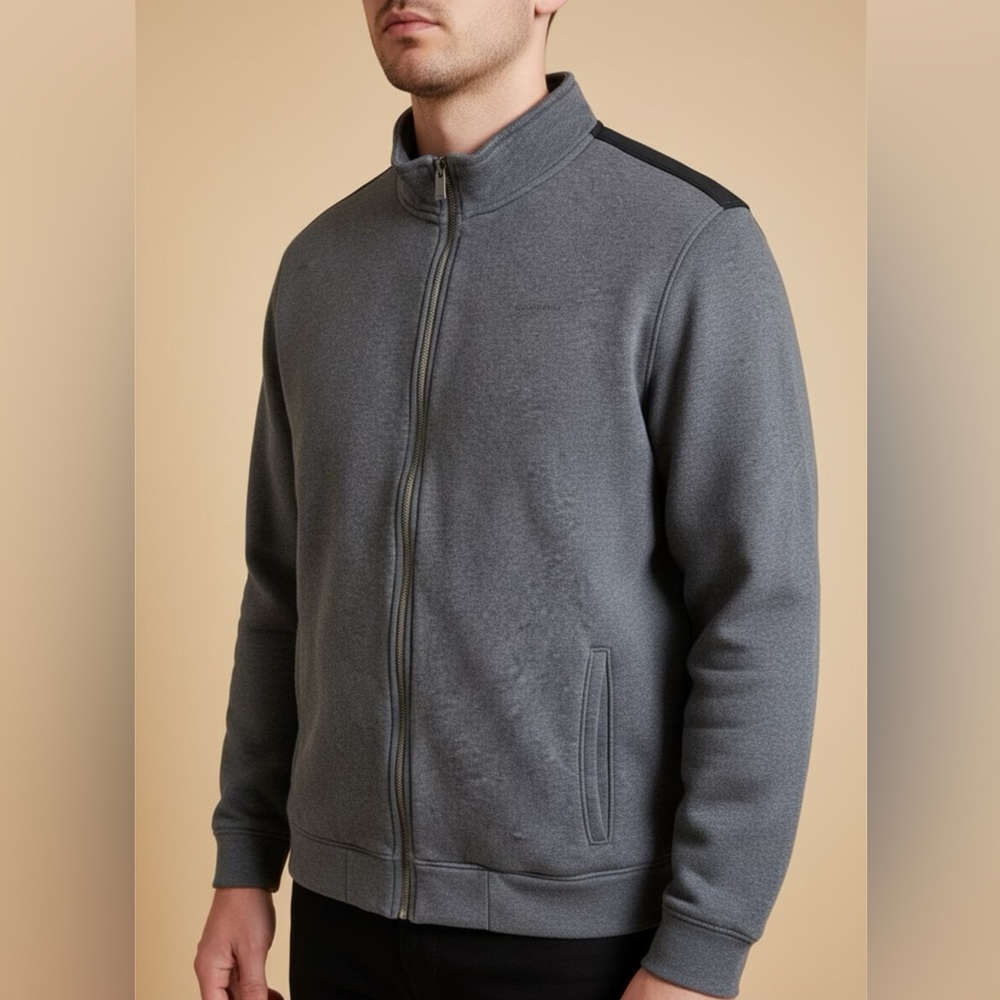 Calvin Klein Men's XL Sweatshirt Long Sleeve‎ Grey Zip Jacket